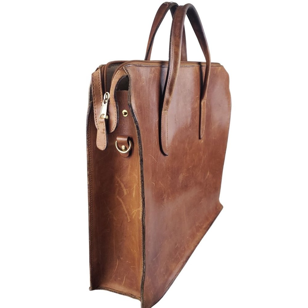 Gabahn Peanut Butter Leather Vintage Briefcase New York City - Picture 6 of 9